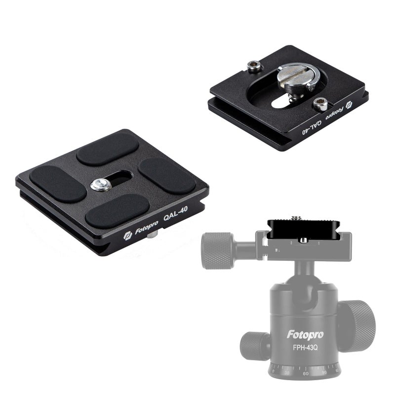 Fotopro Universal Arca-Swiss 40mm Aluminium Quick Release Plate, Easy Tight for Professional Bball Head Tripod, Quick Removable Plate for DSLR Camera&Heavy Lens, Skidproof QR Plate QAL-40 - Image 1